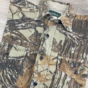 Vintage 90's Gander Mountain Button Up Chamois Flannel Shirt SZ L Hunting READ